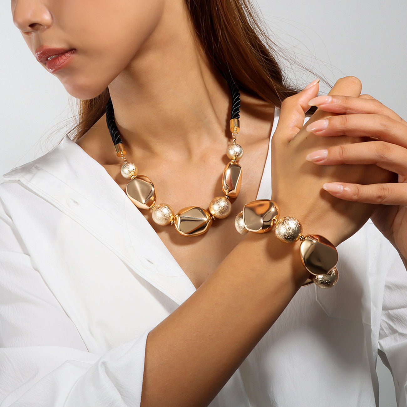 Schmuckset Silber oder Gold Armband Halskette KARMA