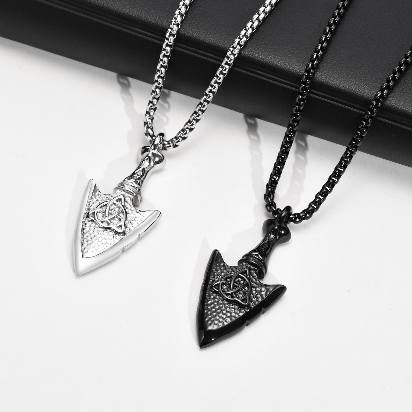 Kette Pfeilspitze Silber Herren Edelstahl Halskette KARMA
