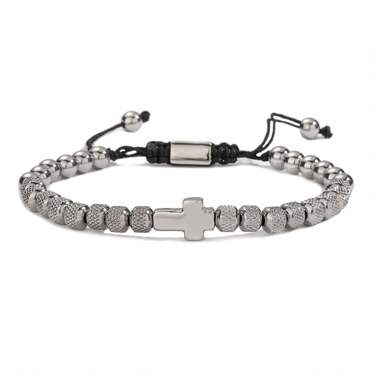 Herrenarmband mit Kreuz in Gold, Silber oder Schwarz KARMA