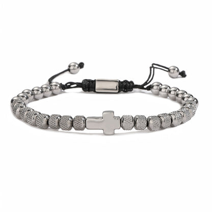 Herrenarmband mit Kreuz in Gold, Silber oder Schwarz KARMA