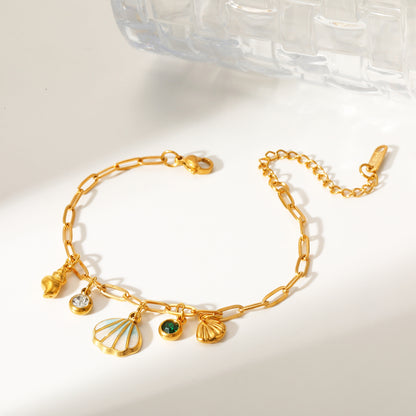Armband Muscheln Gold Damen Edelstahl vergoldet wasserfest hypoallergen Karma