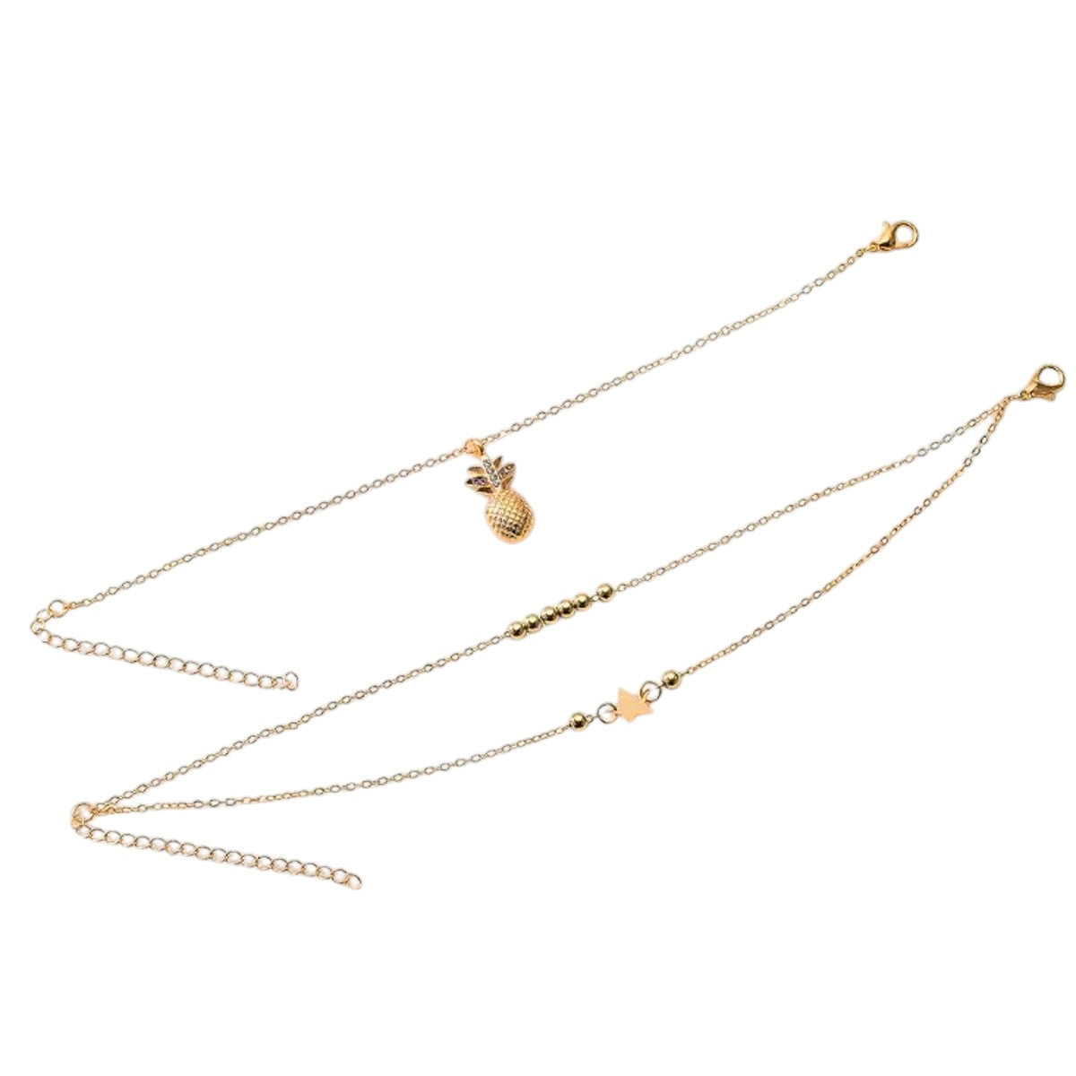 Fußkettchen Ananas Silber oder Gold Metall KARMA
