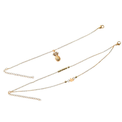 Fußkettchen Ananas Silber oder Gold Metall KARMA