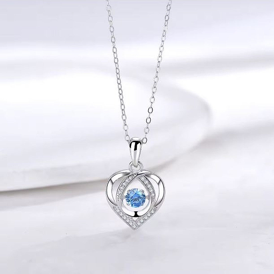 Halskette Silber 925 Herzanhänger Kristall Blau KARMA
