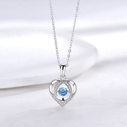 Halskette Silber 925 Herzanhänger Kristall Blau KARMA