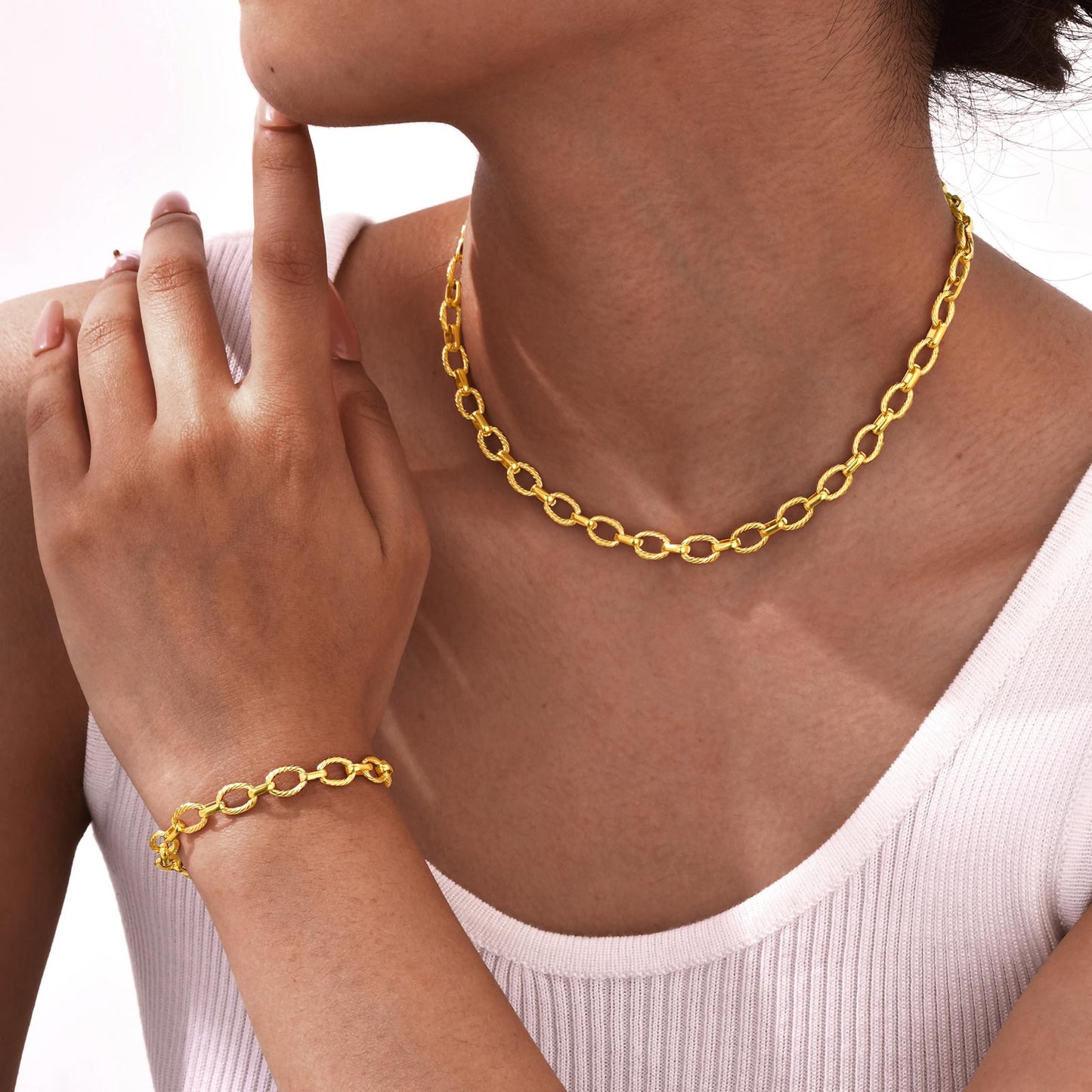 Schmuckset Armband und Halskette Edelstahl Gold KARMA