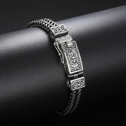 Armband Herren Vintage Silber 22 cm Edelstahl wasserfest hypoallergen rostfrei Karma