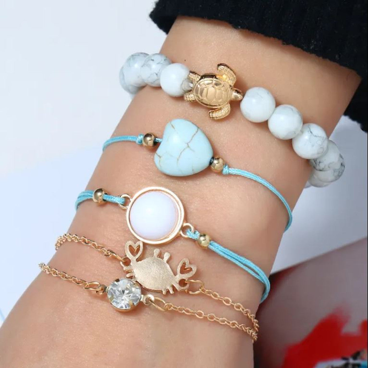 5teiliges Armbandset Blau Gold KARMA