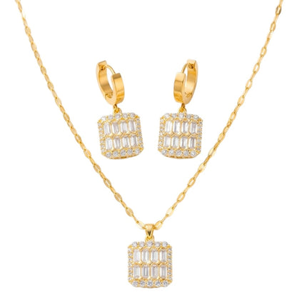 Schmuckset Kristalle Gold Halskette und Ohrringe Edelstahl vergoldet wasserfest hypoallergen rostfrei Karma