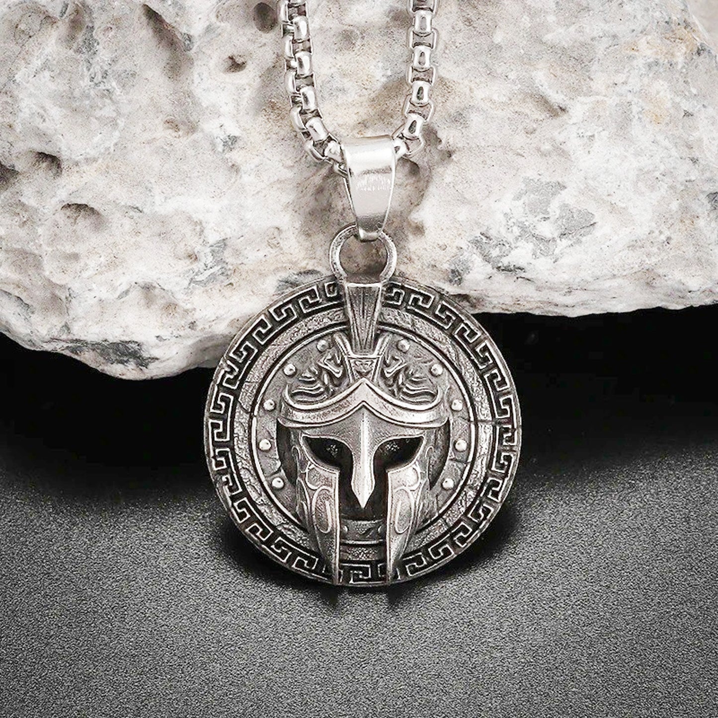 Herren Halskette Sparta Edelstahl Silber modern wasserfest hypoallergen Karma