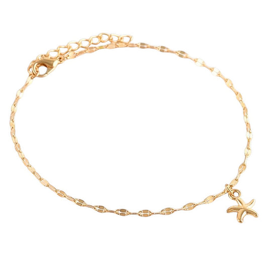 Fußkette Seestern Gold verstellbares Fußkettchen modern Sommerschmuck Fußschmuck Karma