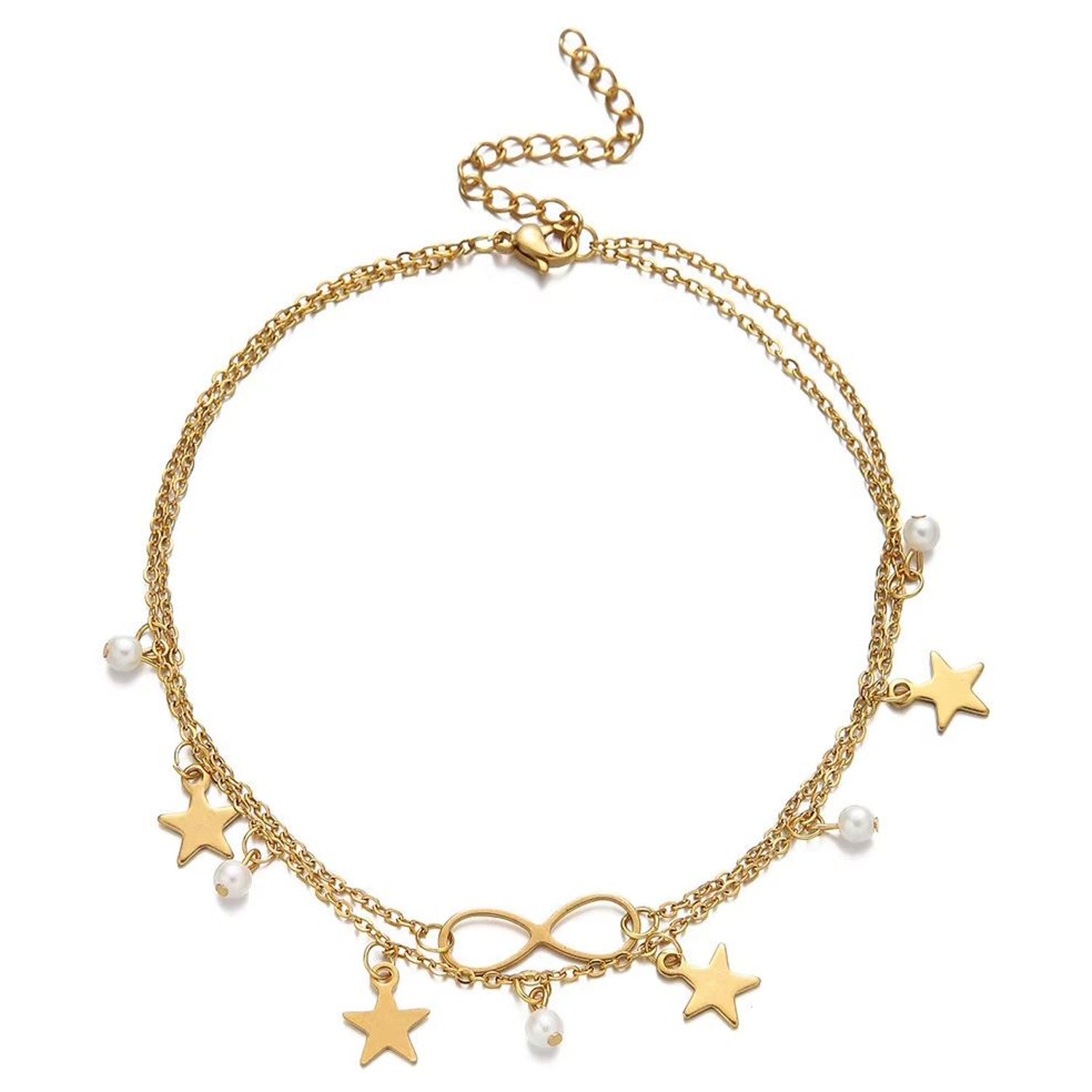 Fußkettchen Gold mit Anhängern KARMA