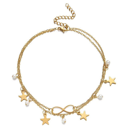 Fußkettchen Gold mit Anhängern KARMA