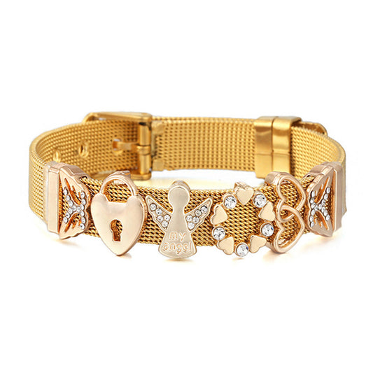 Edelstahlarmband Damen Silber Rosé oder Gold KARMA