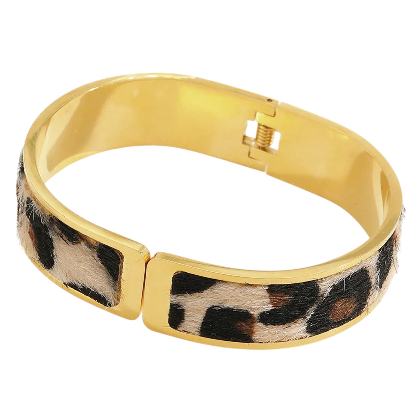 Armband Leoprint Gold Edelstahl Kunstfell KARMA
