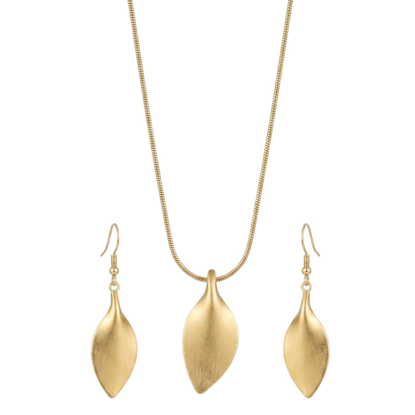 Schmuckset Gold Blätter Halskette und Ohrringe Edelstahl wasserfest hypoallergen rostfrei Karma
