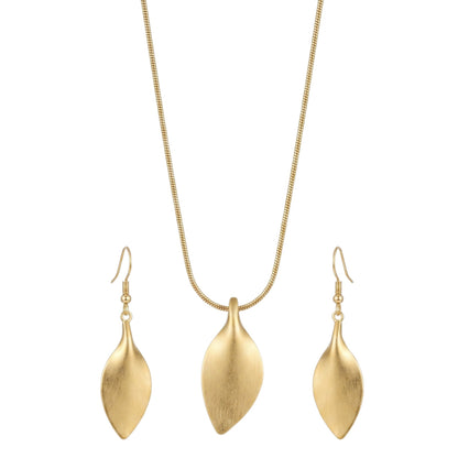 Schmuckset Gold Blätter Halskette und Ohrringe Edelstahl wasserfest hypoallergen rostfrei Karma