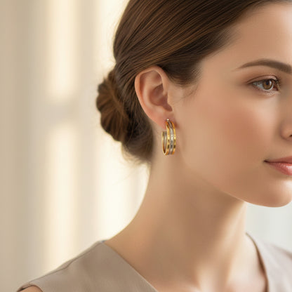 Creolen Ohrringe Damen Silber Gold modern Edelstahl KARMA