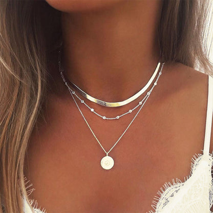 Mehrreihige Halskette Metall Gold Karma