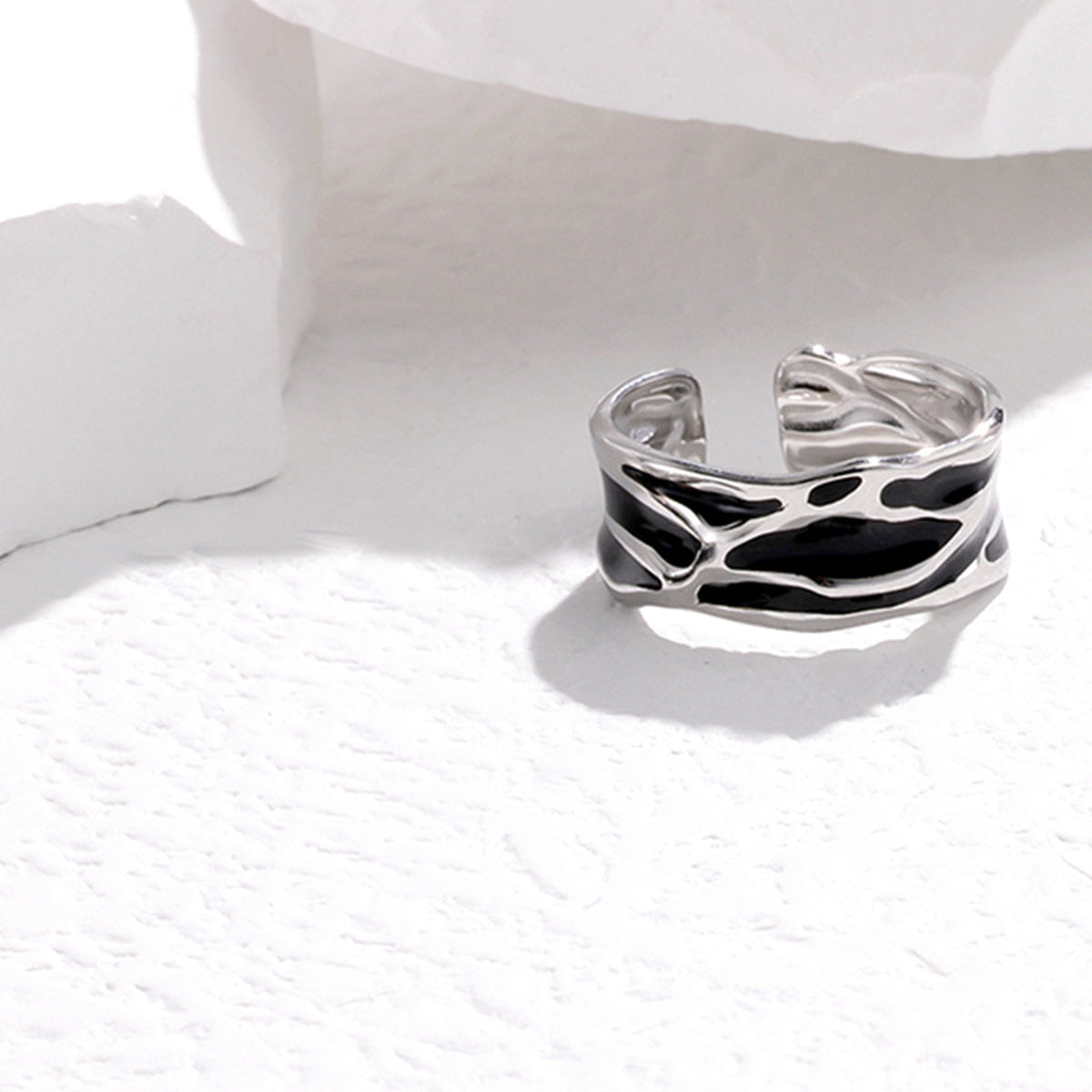 Edelstahlring Silber Schwarz Karma