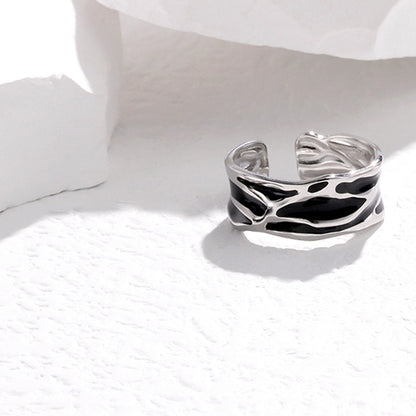 Edelstahlring Silber Schwarz Karma