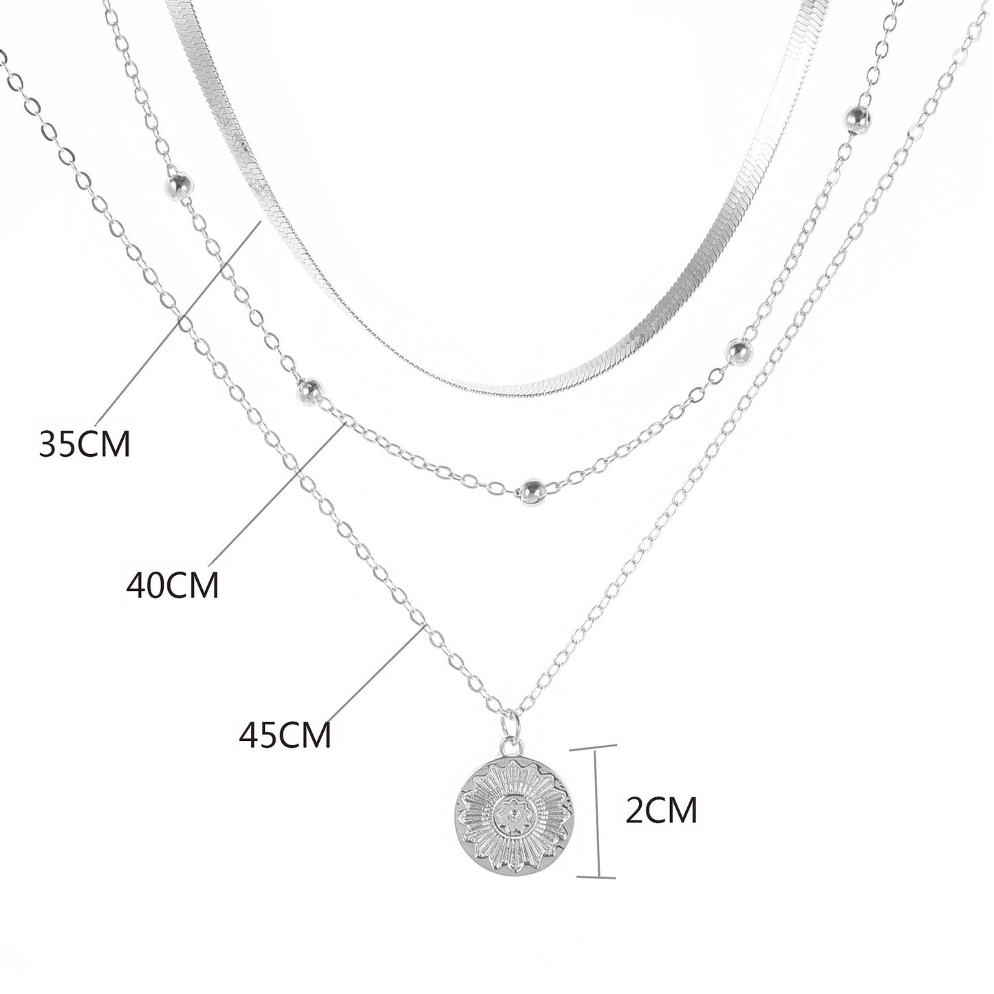 Mehrreihige Halskette Metall Gold Karma