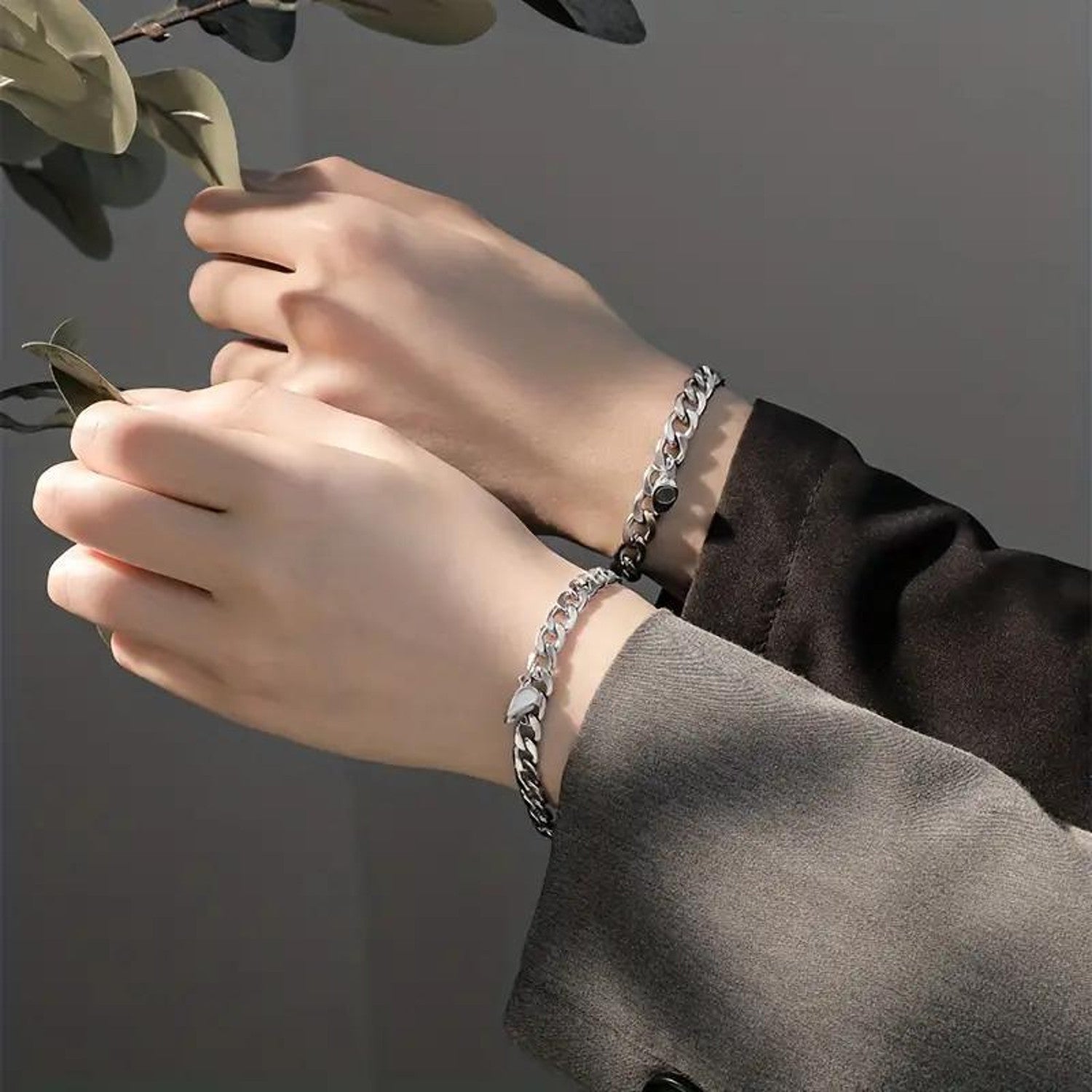 Partnerarmbänder Edelstahl Silber Herz modern Armband Damen Herren Karma