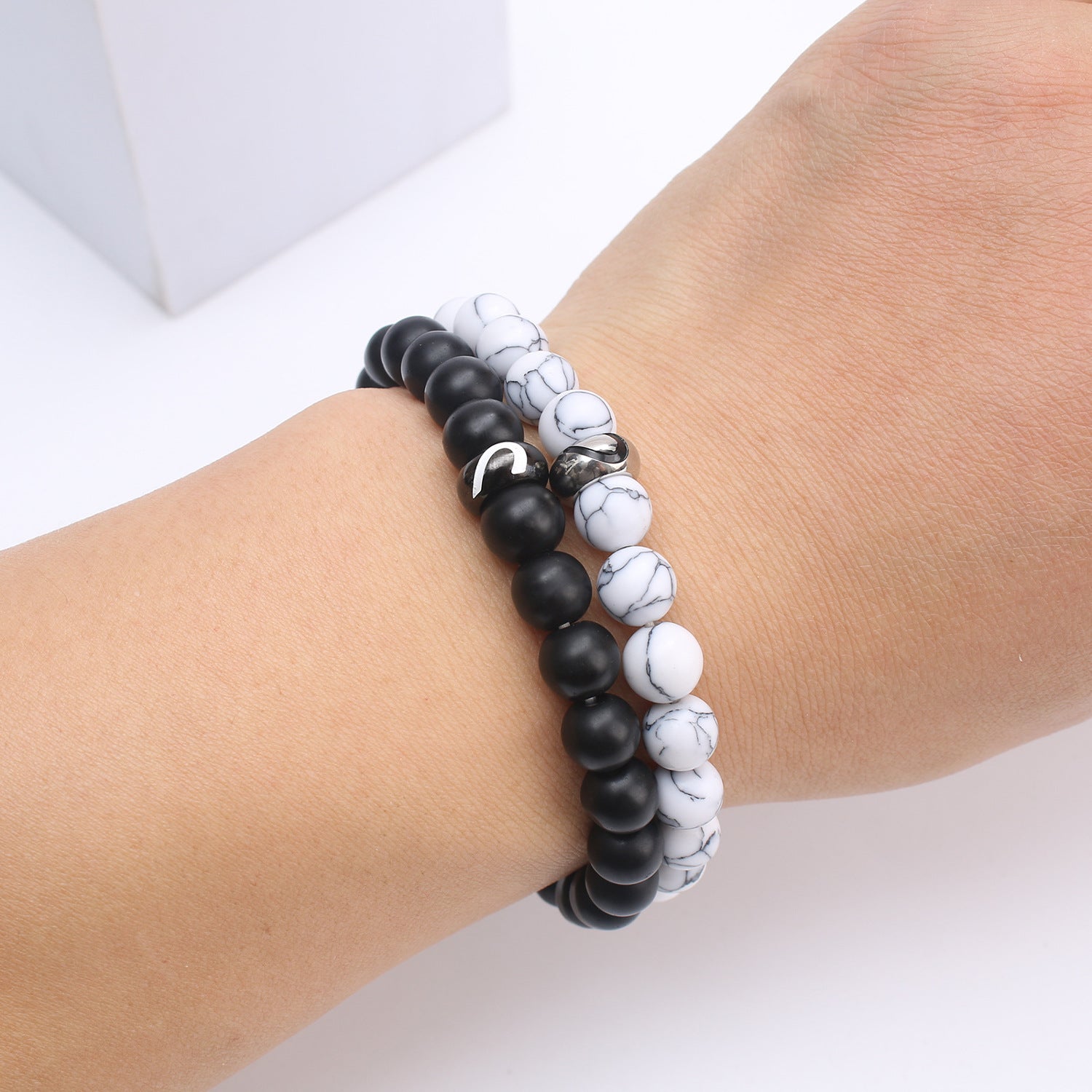 Partnerarmbänder Herz Schwarz Weiß KARMA