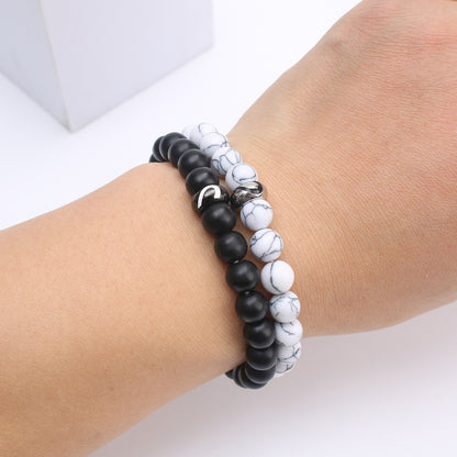 Partnerarmbänder Herz Schwarz Weiß KARMA
