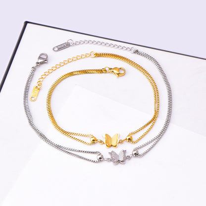 Fußkette Schmetterling Gold verstellbares Fußkettchen modern Sommerschmuck Fußschmuck Karma