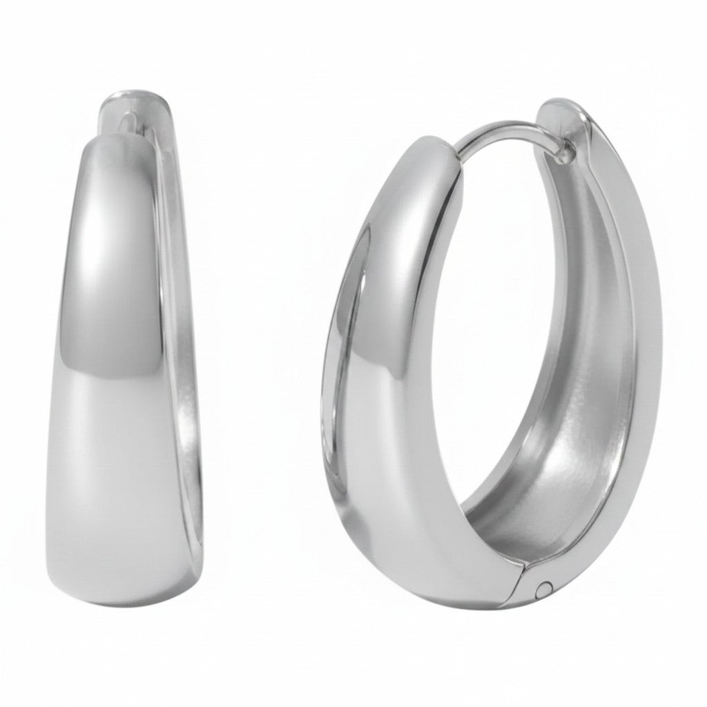 Creolen Silber 2 cm Damen Ohrringe Edelstahl wasserfest hypoallergen rostfrei Karma