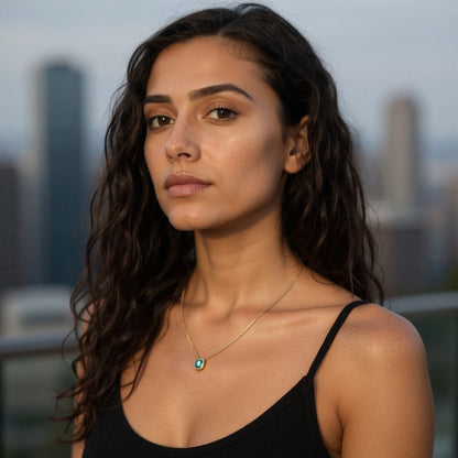 Damenhalskette mit Stein Anhänger Edelstahl Silber od. Gold modern Kette KARMA