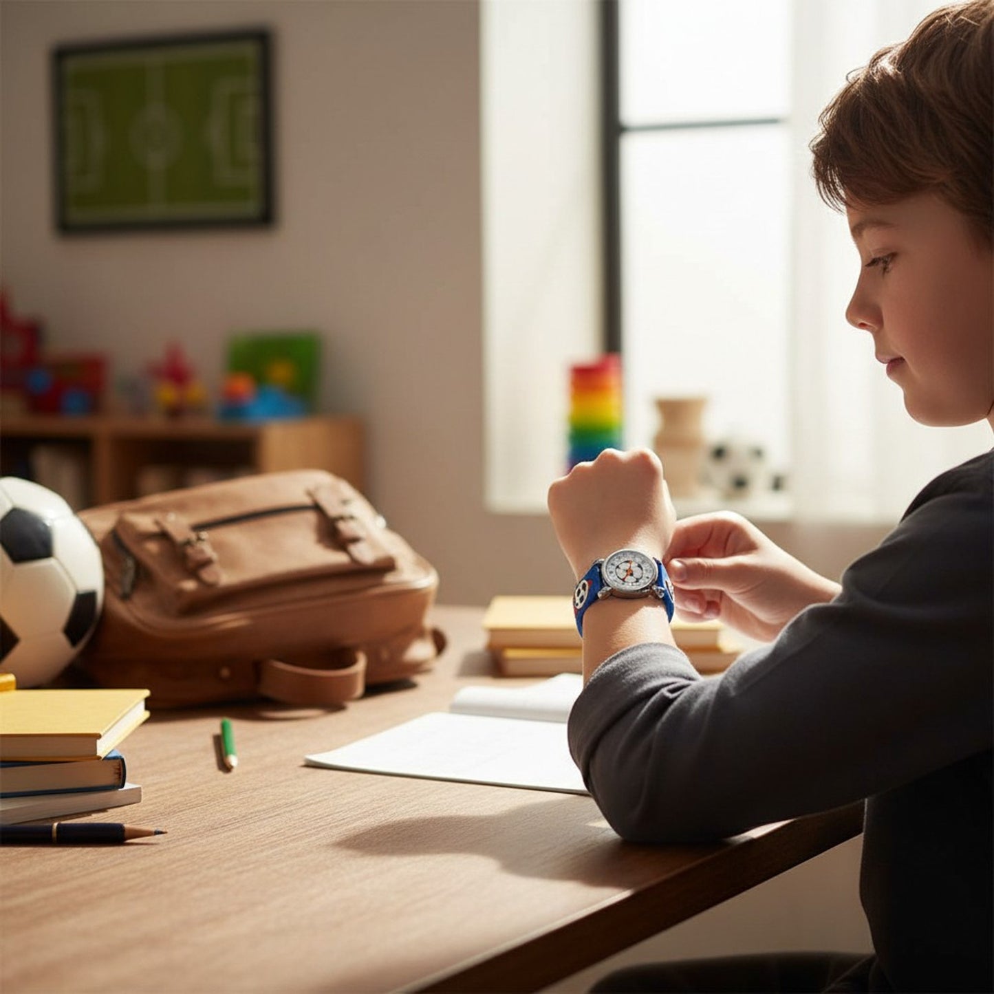 Kinderuhr Fussball Blau KARMA