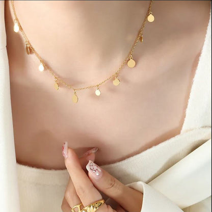 Halskette Gold mit Plättchen Coins Karma