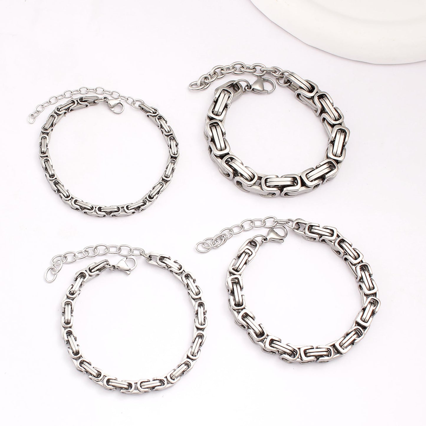 Königsarmband Damen Edelstahl Silber Armband Karma