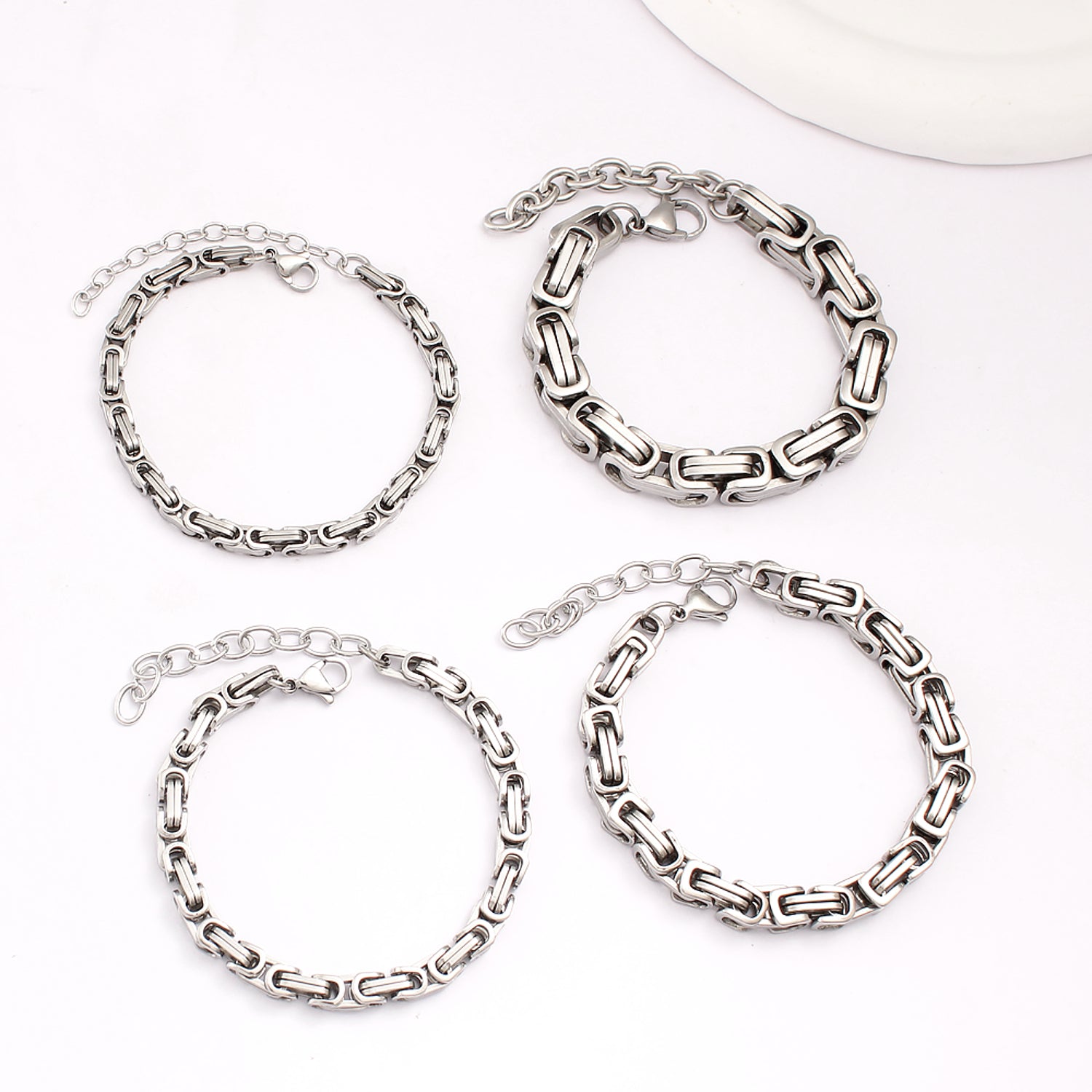 Königsarmband Damen Edelstahl Silber Armband Karma