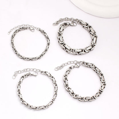 Königsarmband Damen Edelstahl Silber Armband Karma