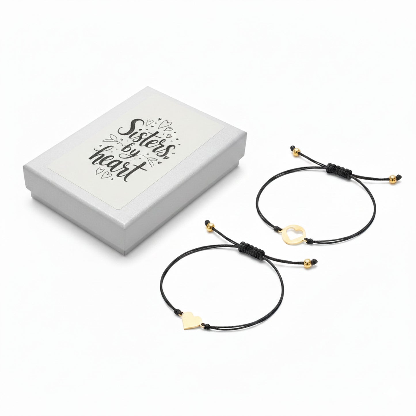 Armbandset Herzen Schwestern Edelstahl Schwarz Gold Damenarmband KARMA