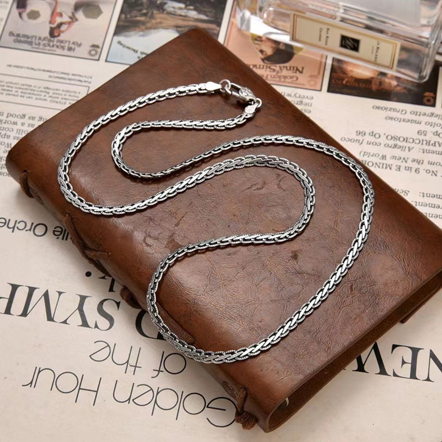 Kette Silber Herren 60 cm Edelstahl Halskette KARMA