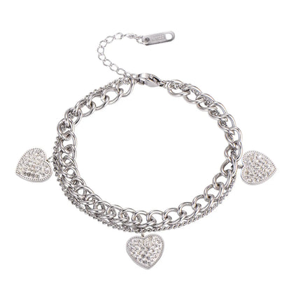Armband 3 Herzen Edelstahl Roségold  oder Silber KARMA