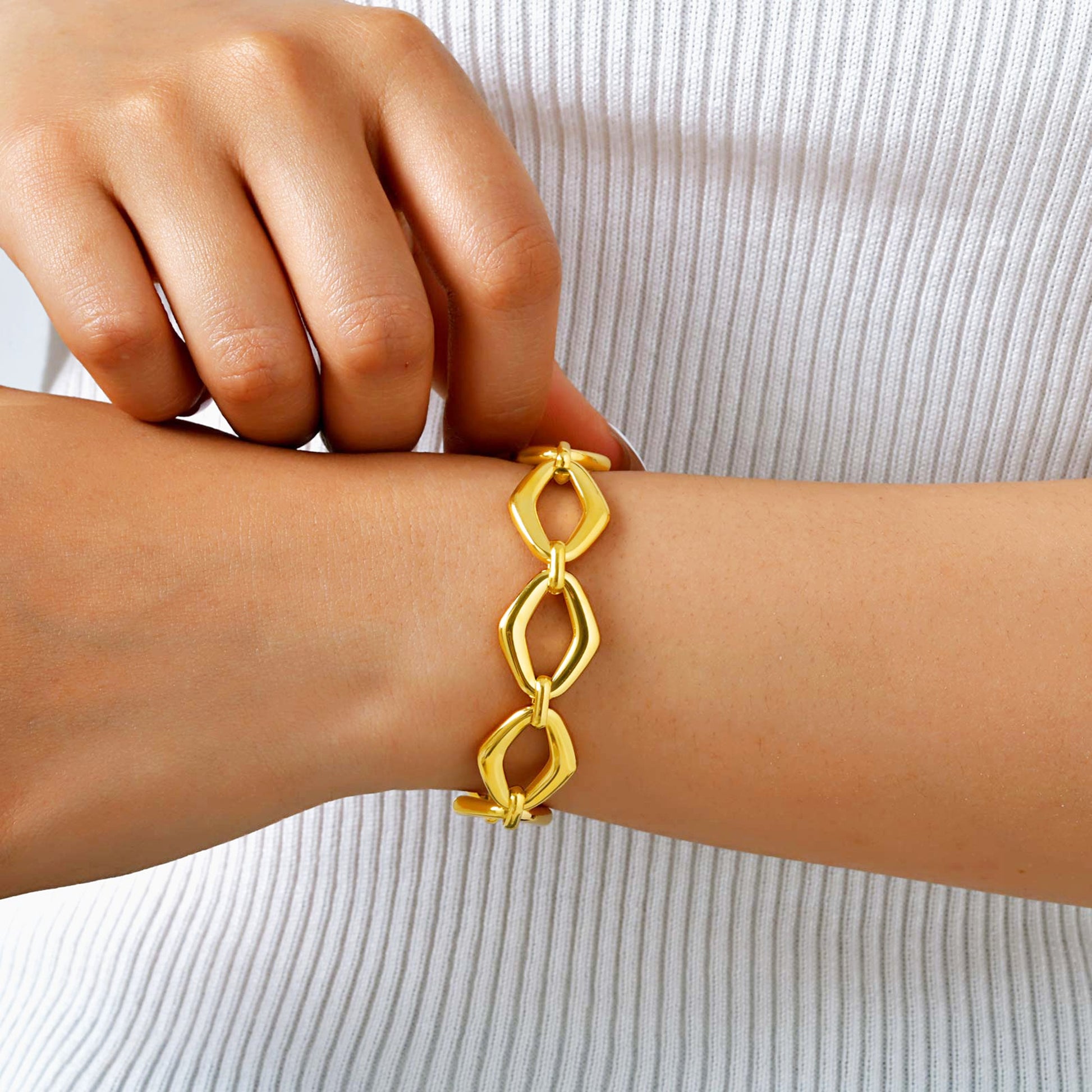 Gliederarmband Edelstahl Damen Gold oder Silber modern Armband KARMA