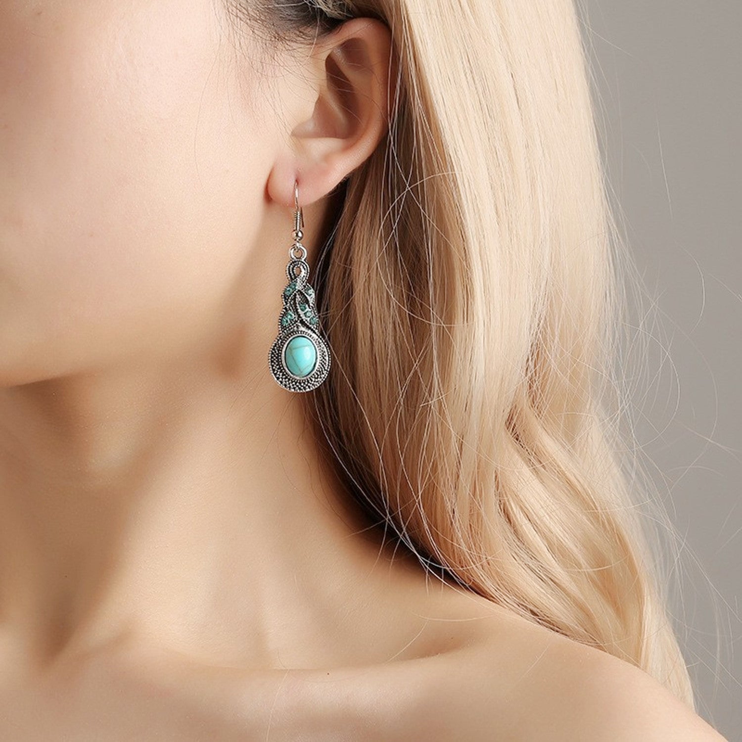 Schmuckset Boho Altsilber Türkis rund KARMA