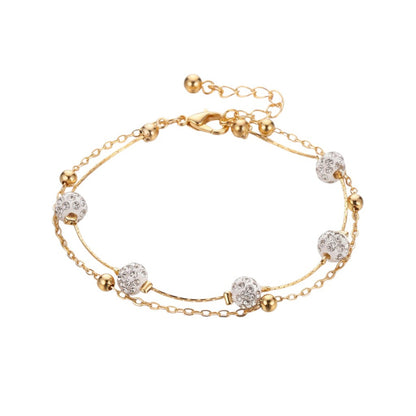 Fußkettchen Kristalle Gold Damen 21 cm Fußkette Karma