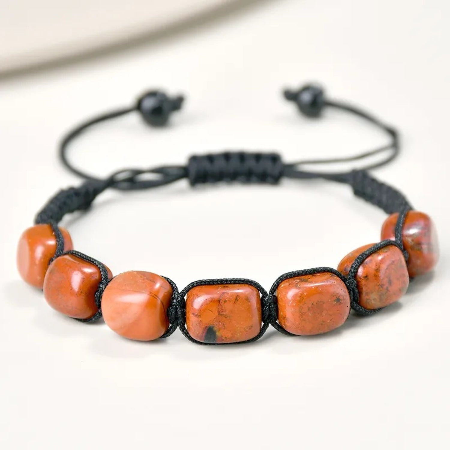 Armband Naturstein Jaspis Braun Textil Unisex Karma