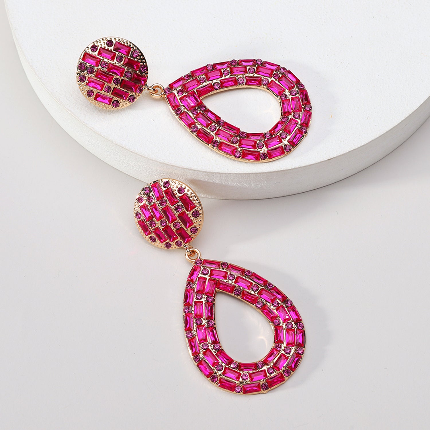 Pinke Ohrhänger Tropfen Damen 7 cm Ohrringe Karma