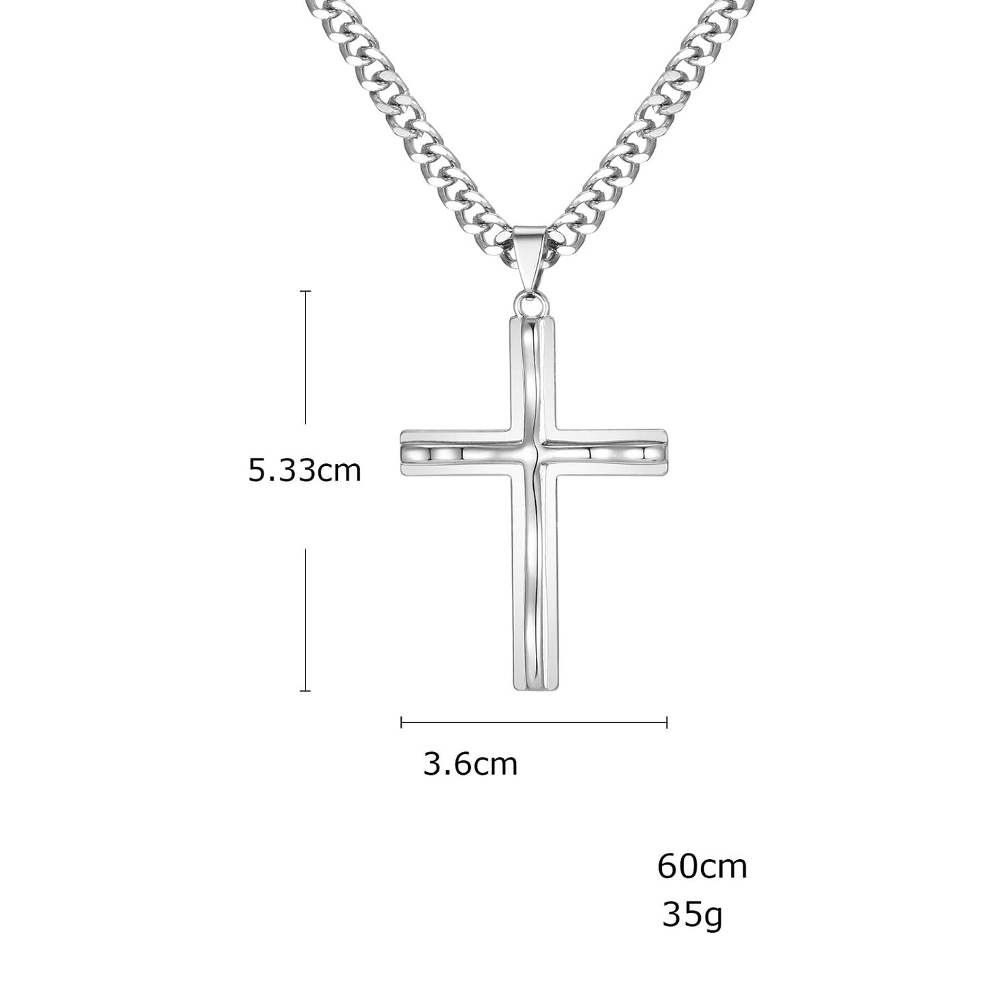 Halskette mit Kreuz Edelstahl Silber KARMA