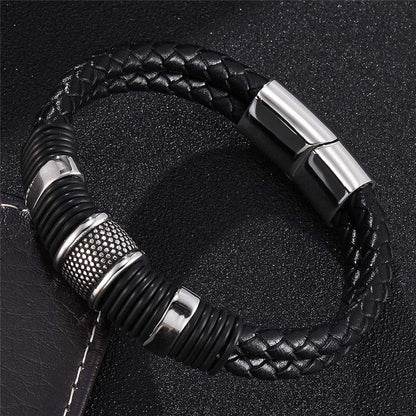 Armband Herren Edelstahl Leder KARMA