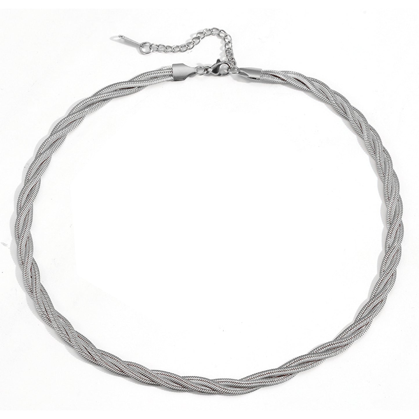 Halskette geflochten Silber Edelstahl 40 cm wasserfest rostfrei Damen Kette Karma