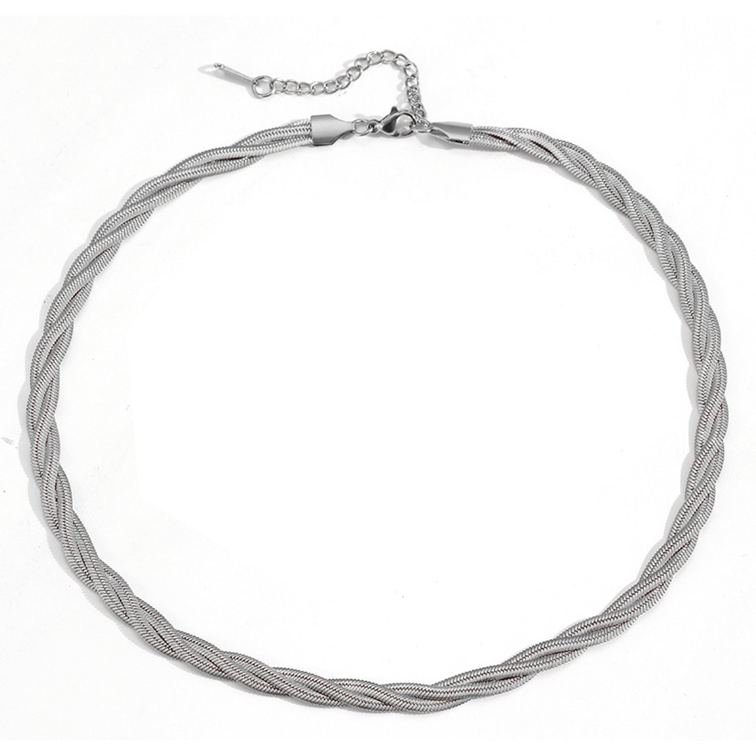 Halskette geflochten Silber Edelstahl 40 cm wasserfest rostfrei Damen Kette Karma