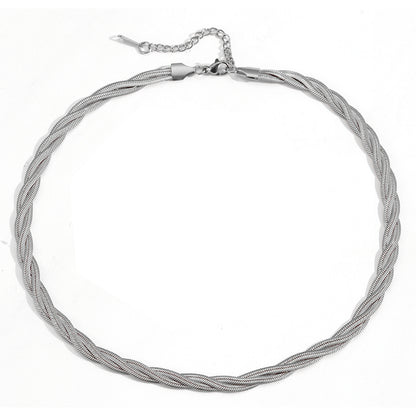 Halskette geflochten Silber Edelstahl 40 cm wasserfest rostfrei Damen Kette Karma